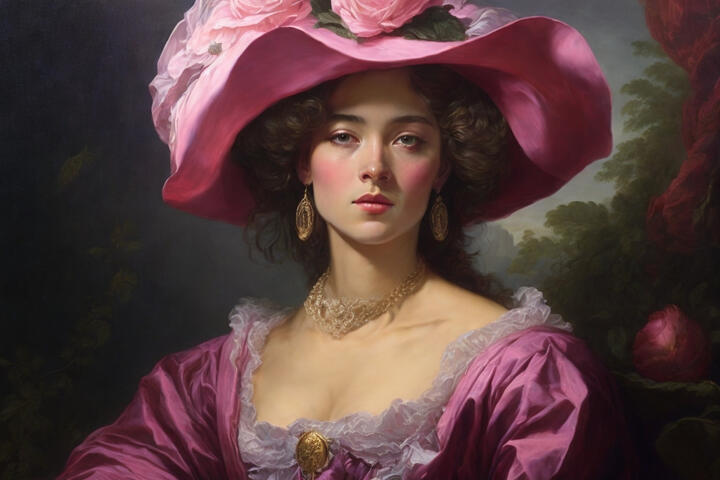 Young Lady Portrait - rose dress by Leonardo AI