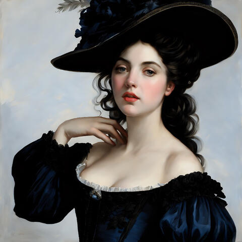 Lady portrait in Sapphire dress, by Imagine AI